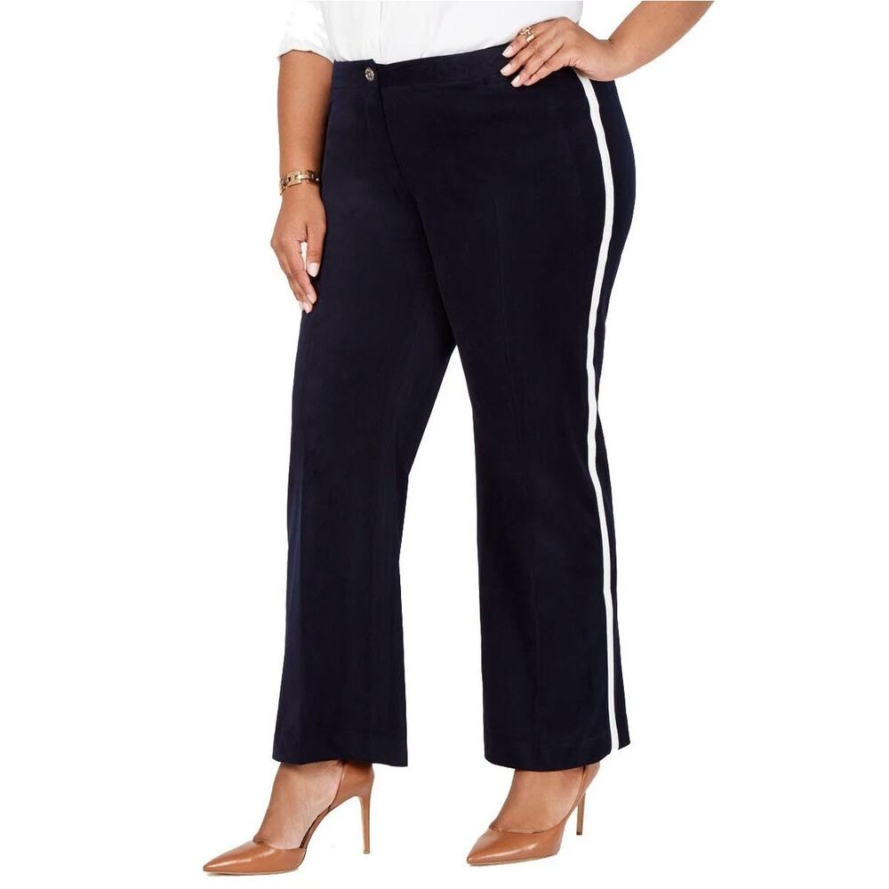 NWOT Tommy Hilfiger Women’s Sz 18W Blue Velvet Varsity Stripe Pants